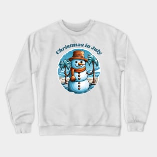 Christmas in July, Snowman in the beach Crewneck Sweatshirt